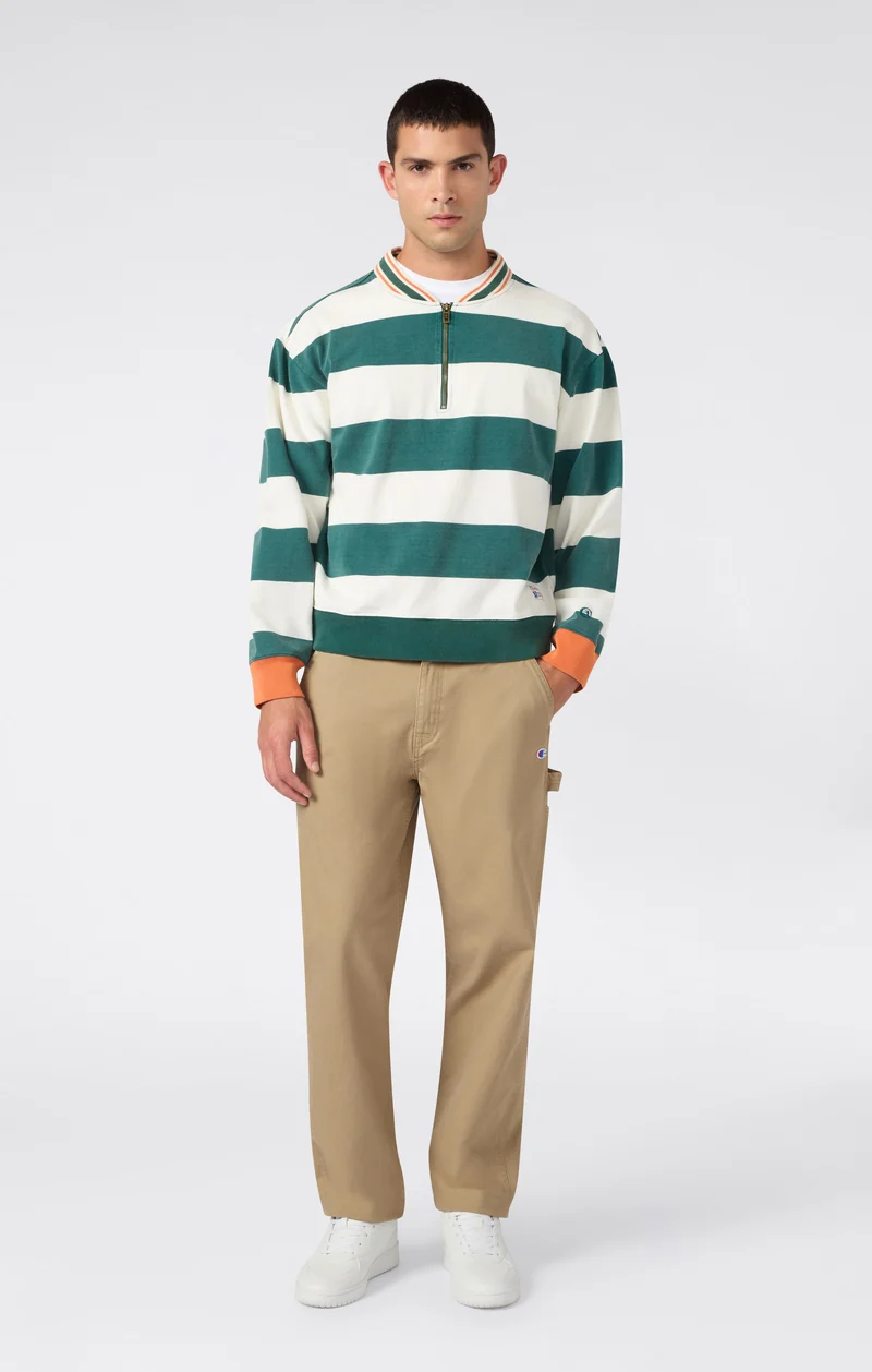 Men’s Striped Long Sleeve Polo Shirt Modern Ametora