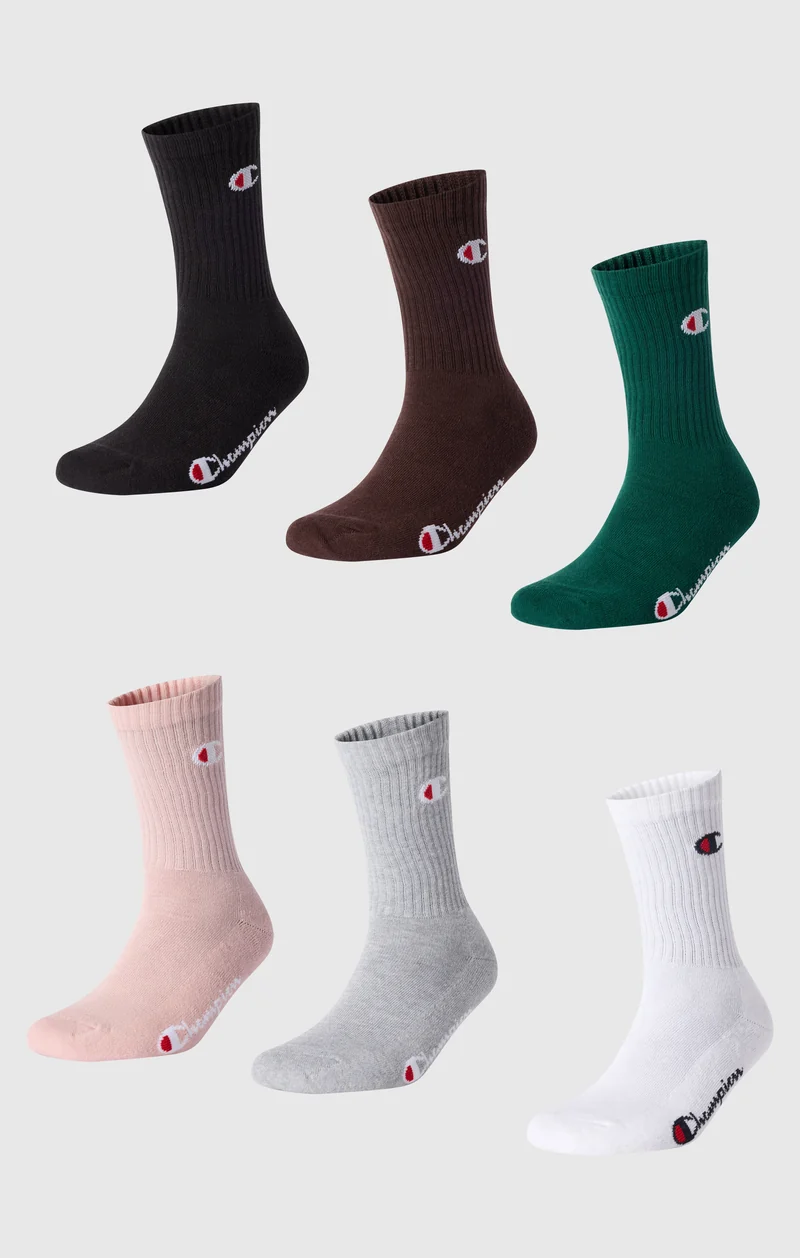 6-Pack Crew Socks with Logo