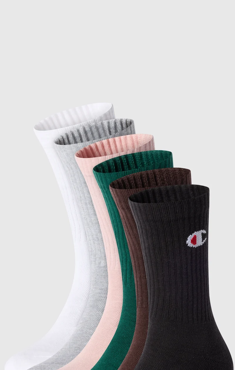 6-Pack Crew Socks with Logo