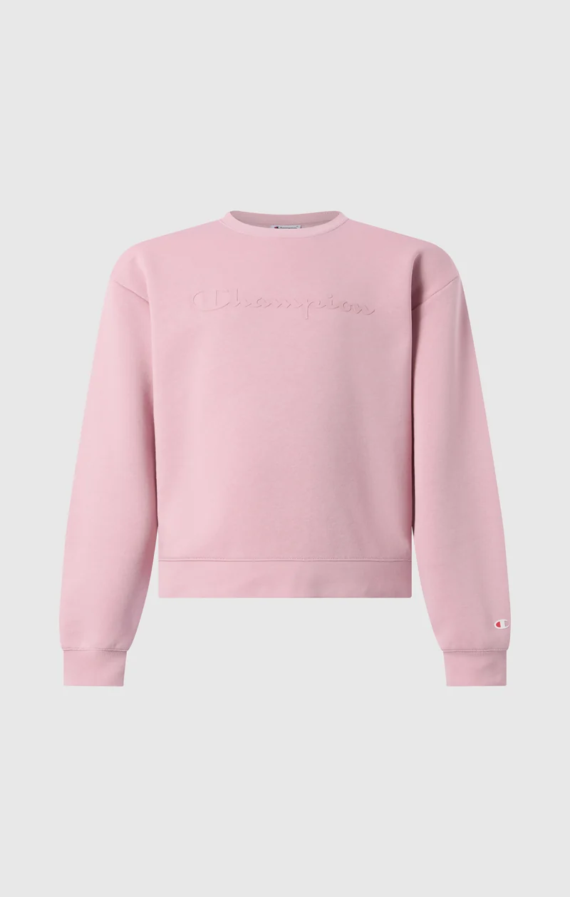 Girls’ Crewneck Sweatshirt with Maxi Logo and Brushed Interior