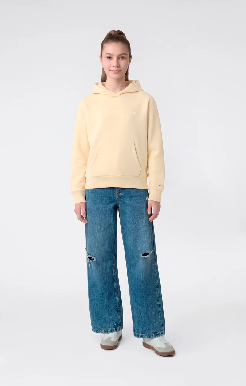 Girls’ Hooded Sweatshirt with Maxi Logo and Brushed Interior