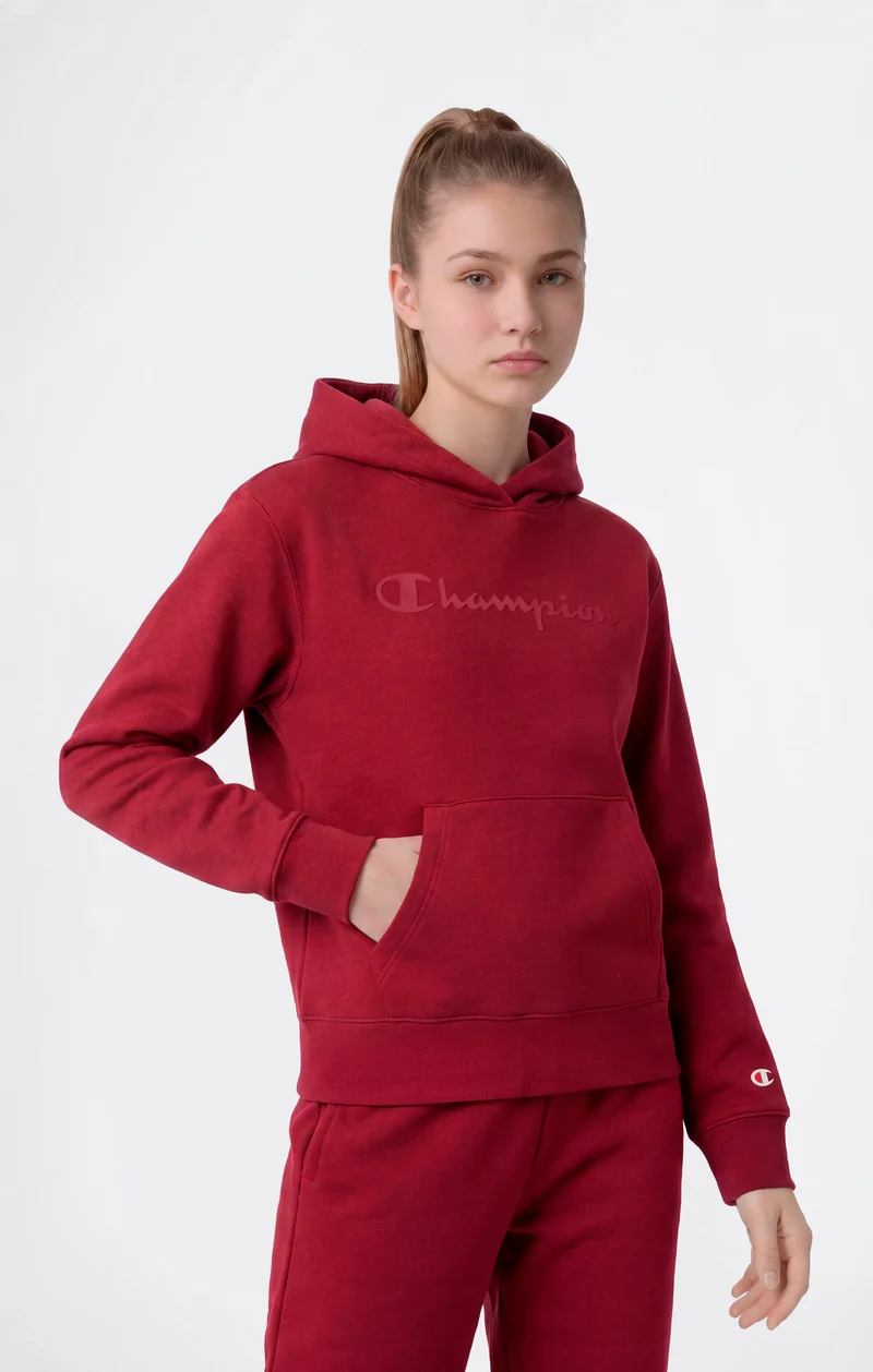 Girls’ Hooded Sweatshirt with Maxi Logo and Brushed Interior