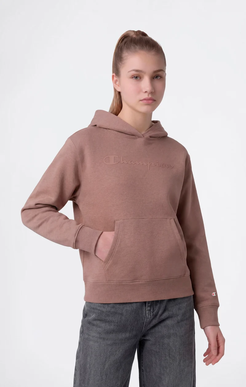 Girls’ Hooded Sweatshirt with Maxi Logo and Brushed Interior