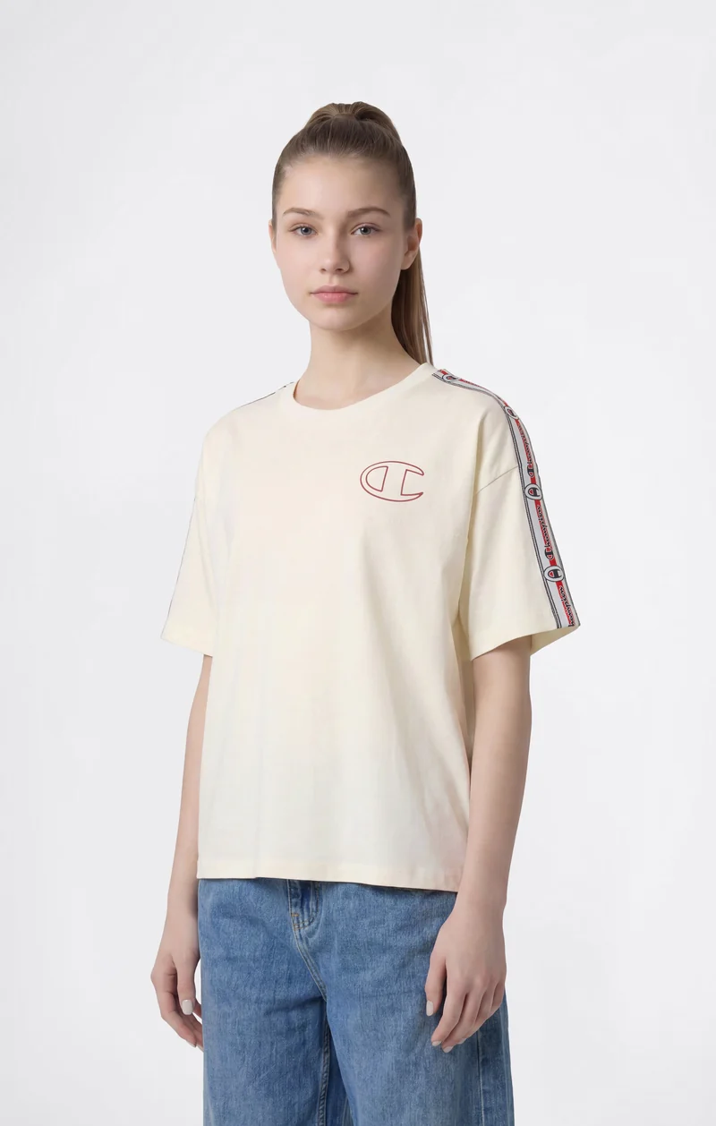 Girls’ Oversized Cotton T-Shirt with Tape