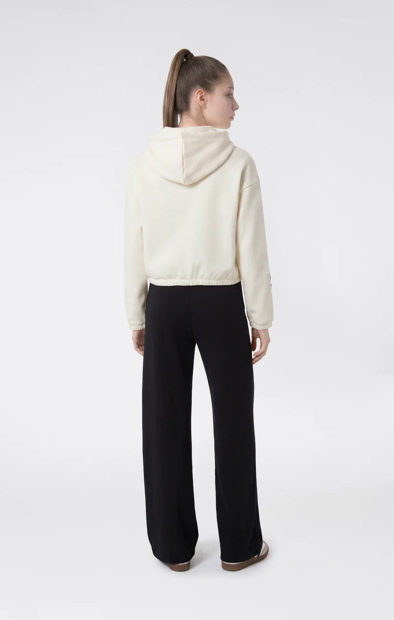 Girls' Full-Zip Hooded Tracksuit with Tape and Brushed Inside