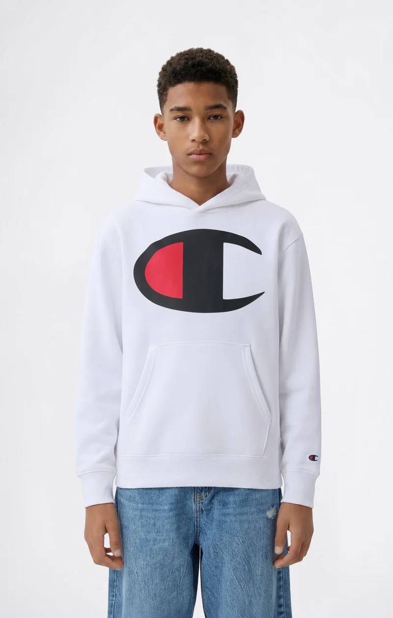 Boys' Hoodie with Maxi Logo and Brushed Inside