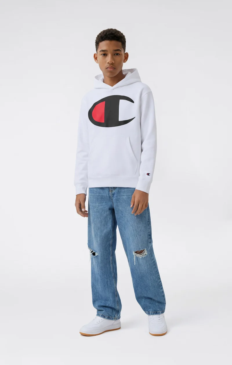 Boys' Hoodie with Maxi Logo and Brushed Inside