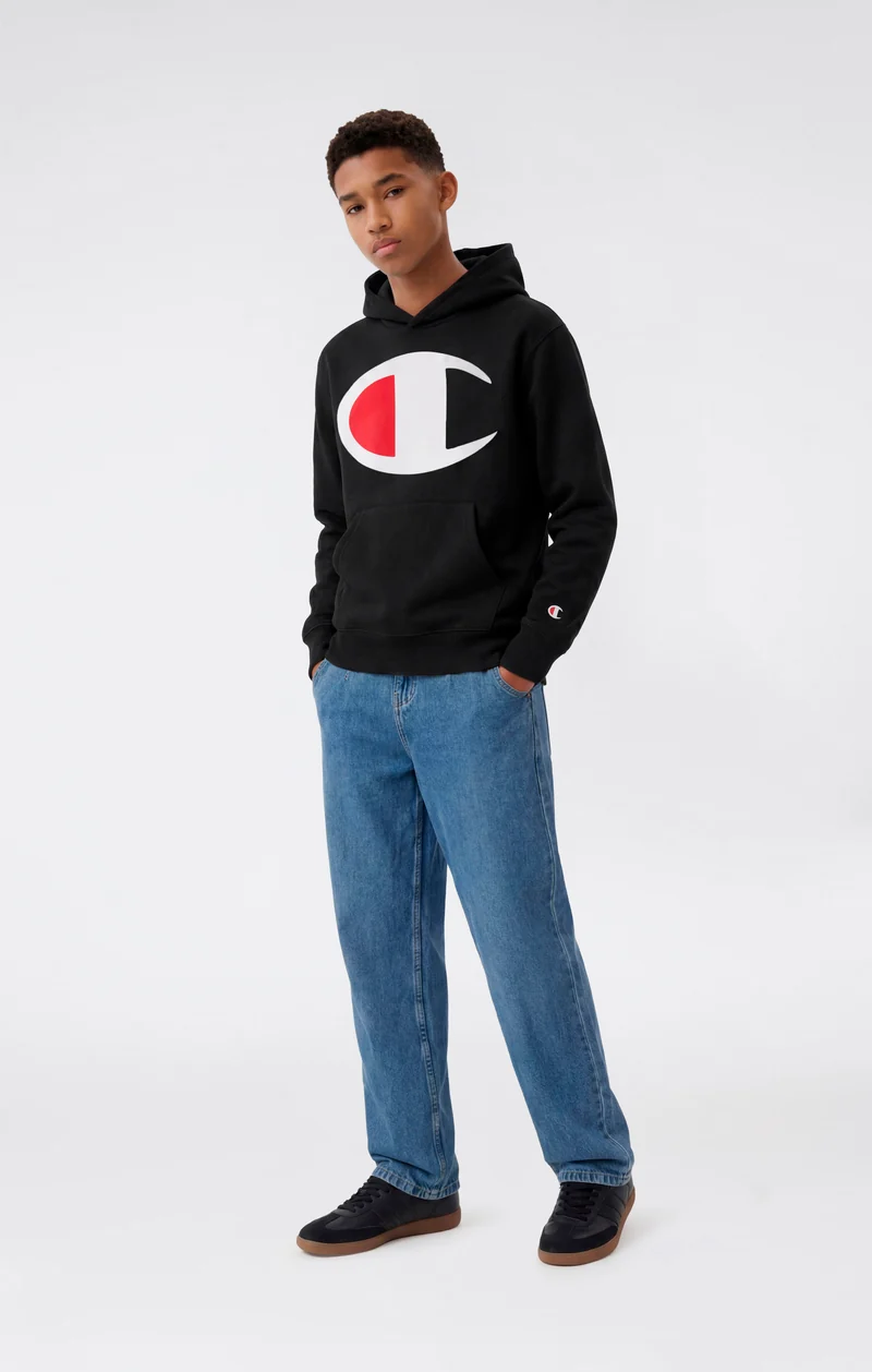 Boys' Hoodie with Maxi Logo and Brushed Inside
