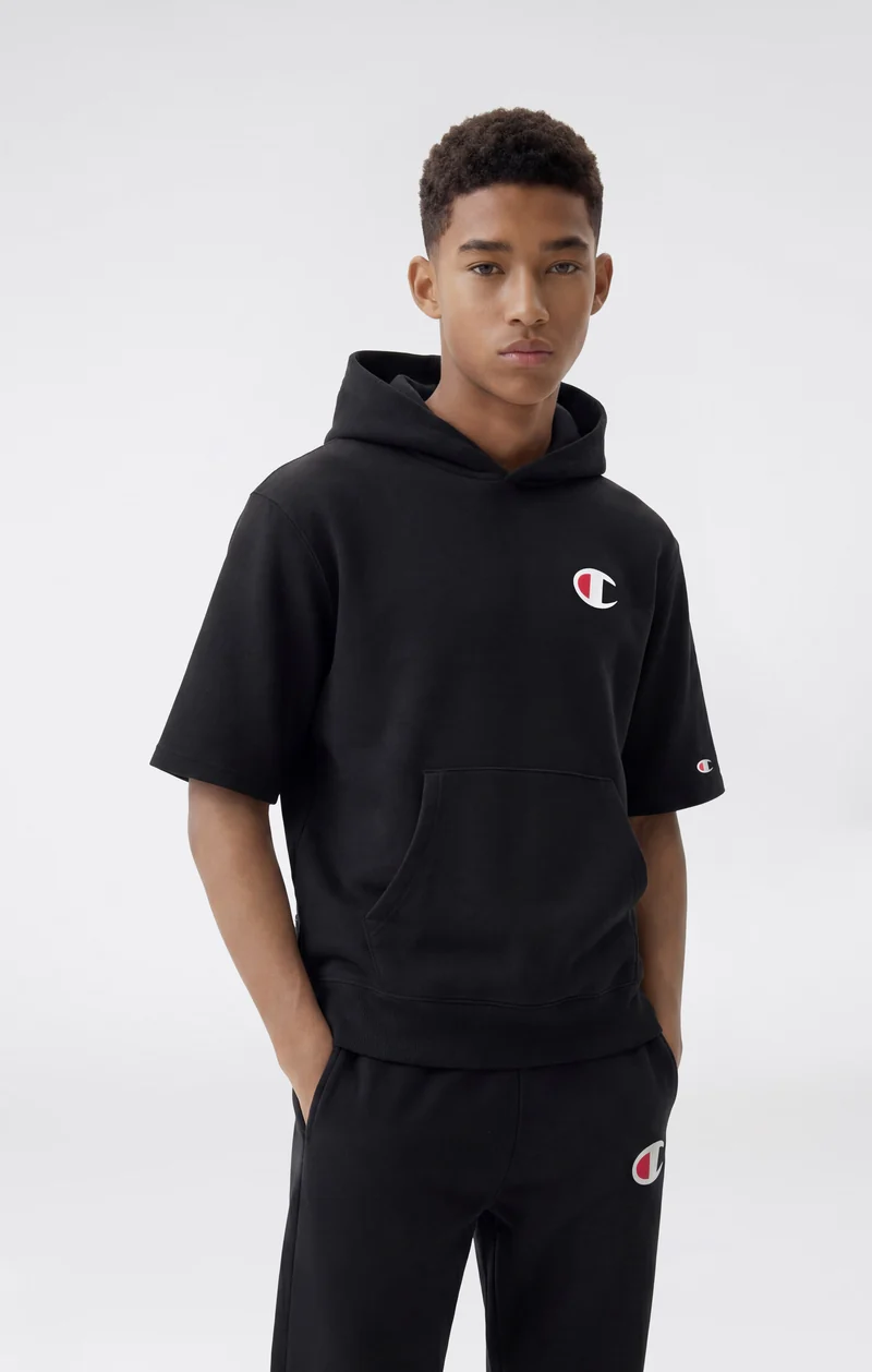Boys' Short-Sleeve Hoodie with Brushed Inside