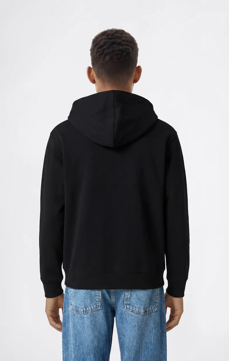 Boys' Full-Zip Hoodie with Maxi Logo and Brushed Inside