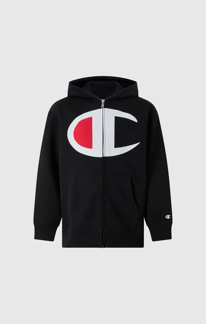 Boys' Full-Zip Hoodie with Maxi Logo and Brushed Inside