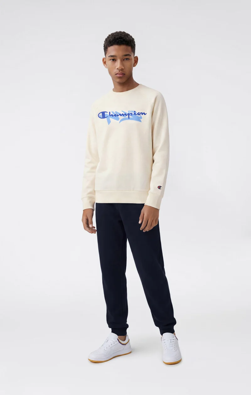 Boys' Crew Neck Tracksuit with Graphic Logo and Brushed Inside