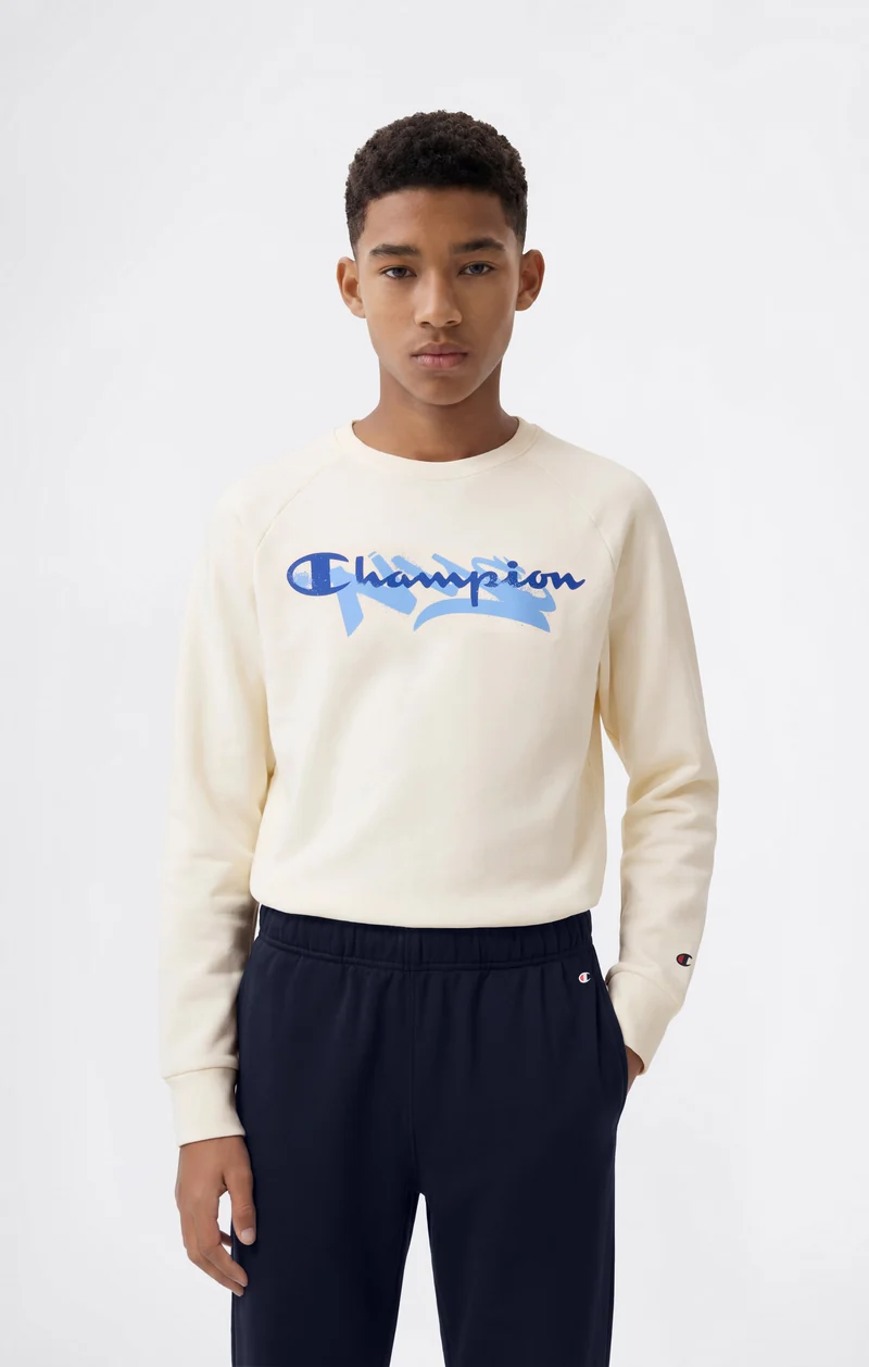 Boys' Crew Neck Tracksuit with Graphic Logo and Brushed Inside