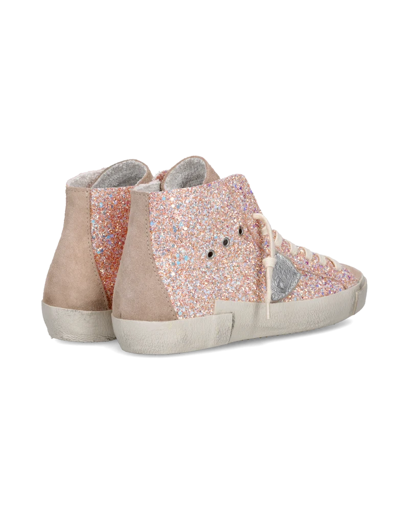 Sneakers Prsx Women with glitter upper, Light Pink