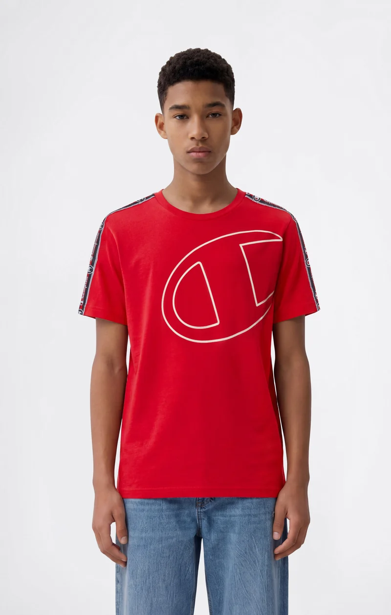 Boys’ Cotton T-Shirt with Tape and Maxi C Logo