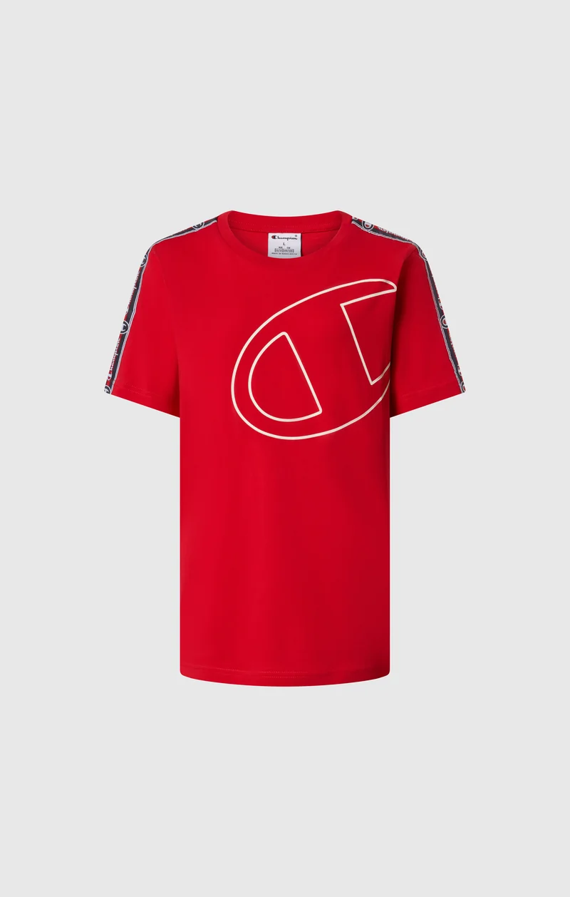 Boys’ Cotton T-Shirt with Tape and Maxi C Logo