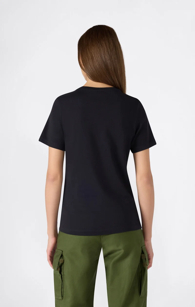 Women’s Slim Cotton T-Shirt with Maxi Logo