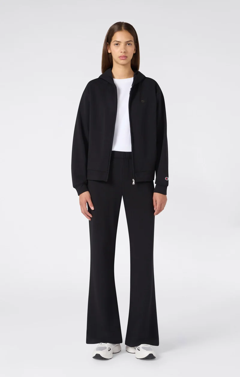 Women's Full-Zip Tracksuit with Hood, Flared Trousers and Brushed Inside
