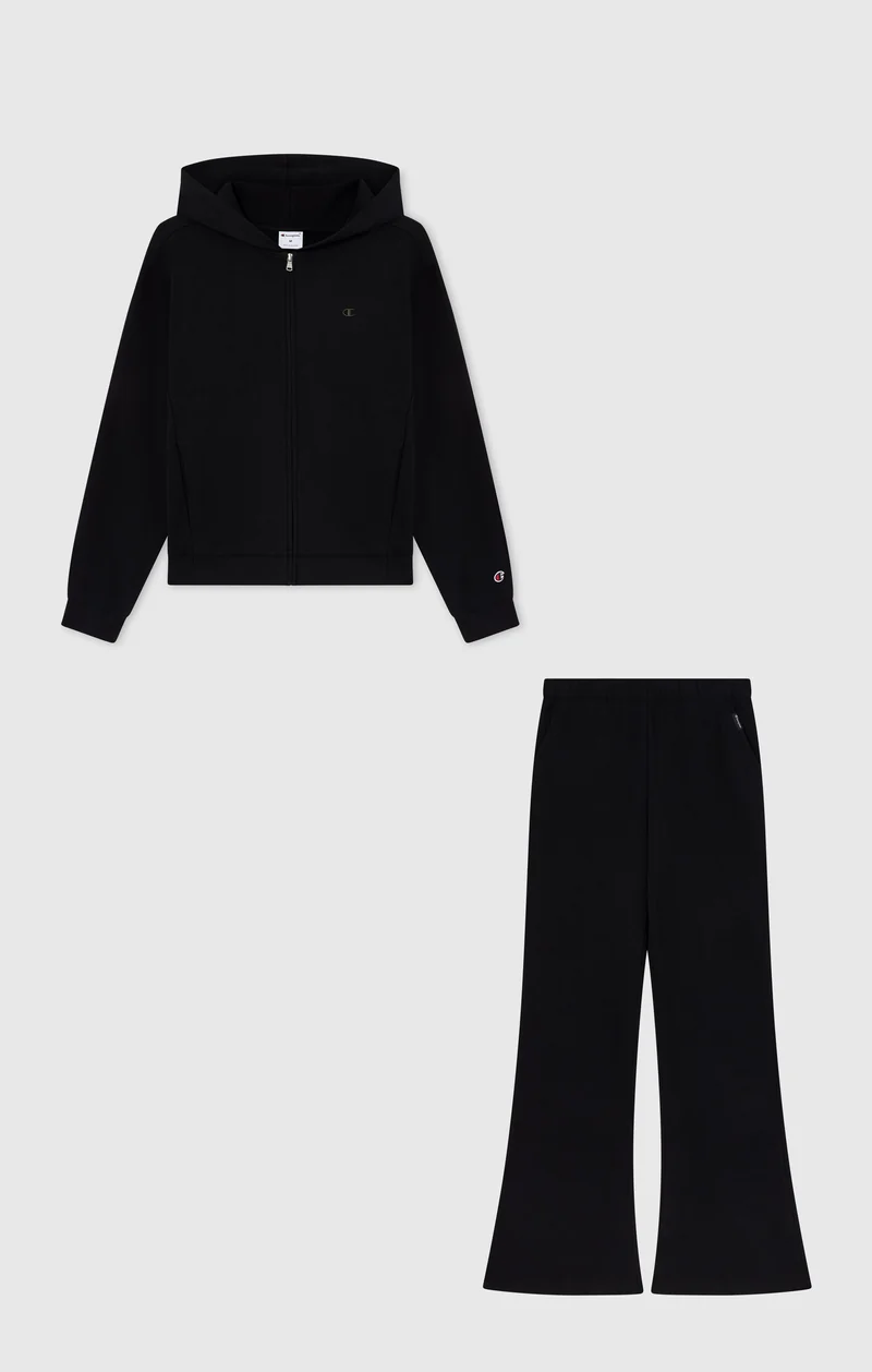 Women's Full-Zip Tracksuit with Hood, Flared Trousers and Brushed Inside