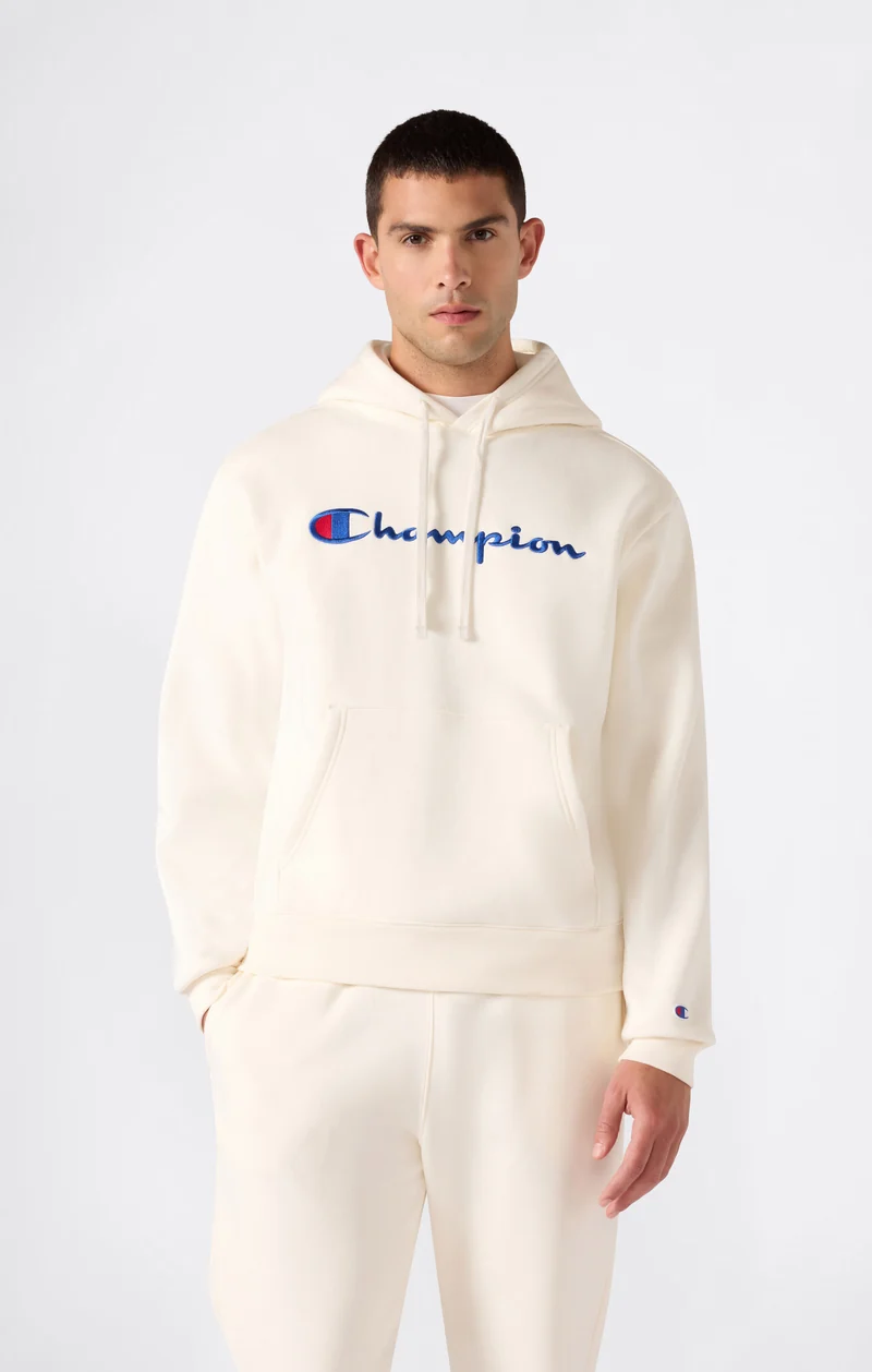 Men’s Hooded Sweatshirt with Maxi Logo and Brushed Interior