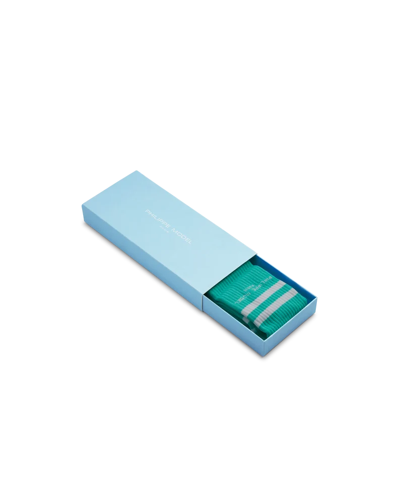 Socks in Cotton, Light Blue White