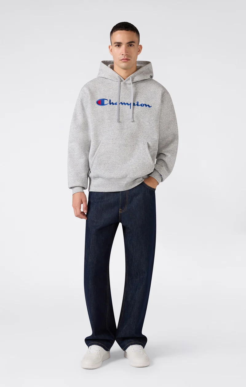 Men’s Hooded Sweatshirt with Maxi Logo and Brushed Interior