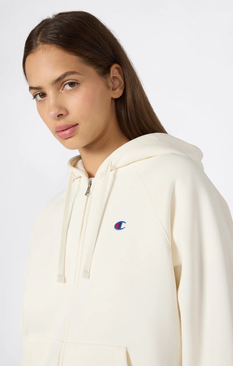 Women’s Full-Zip Hooded Sweatshirt with C Logo and Brushed Interior