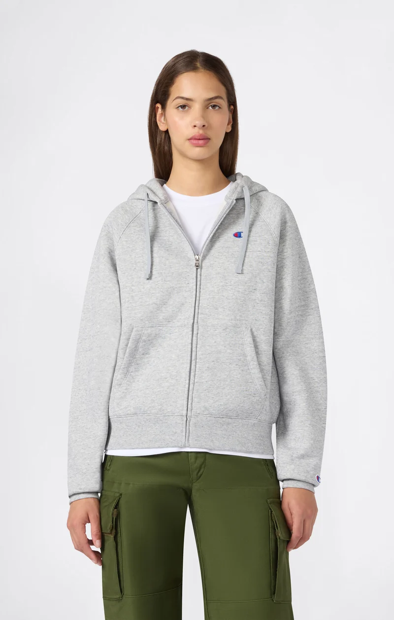 Women’s Full-Zip Hooded Sweatshirt with C Logo and Brushed Interior