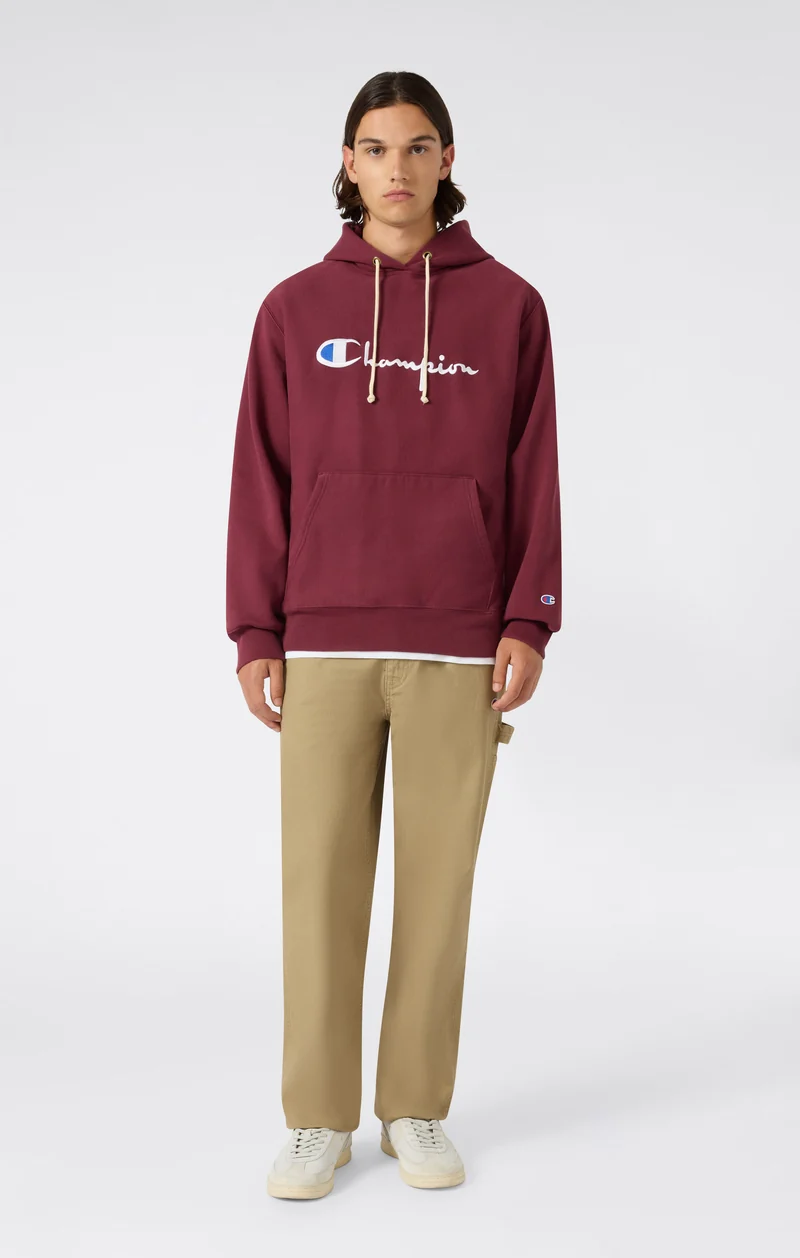 Men’s Reverse Weave Hooded Sweatshirt with Brushed Interior and Embroidered Logo