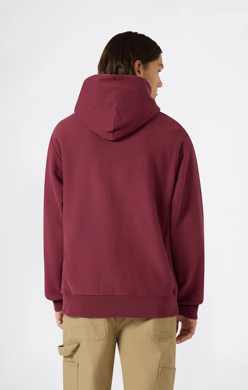 Men’s Reverse Weave Hooded Sweatshirt with Brushed Interior and Embroidered Logo