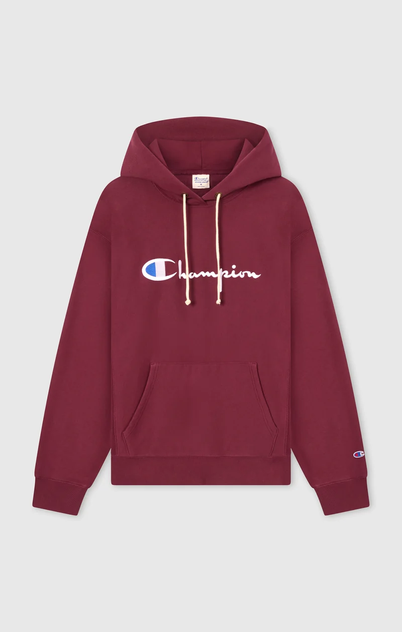 Men’s Reverse Weave Hooded Sweatshirt with Brushed Interior and Embroidered Logo