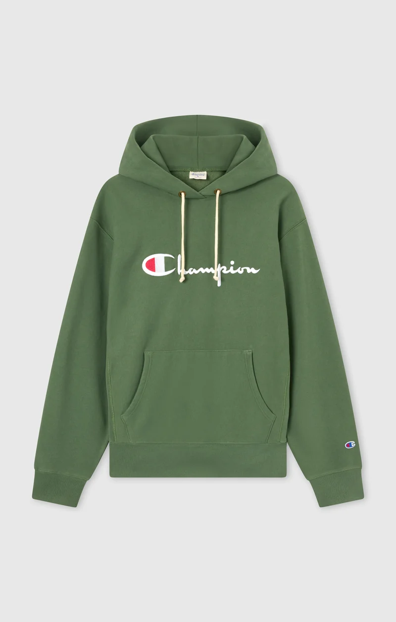 Men’s Reverse Weave Hooded Sweatshirt with Brushed Interior and Embroidered Logo