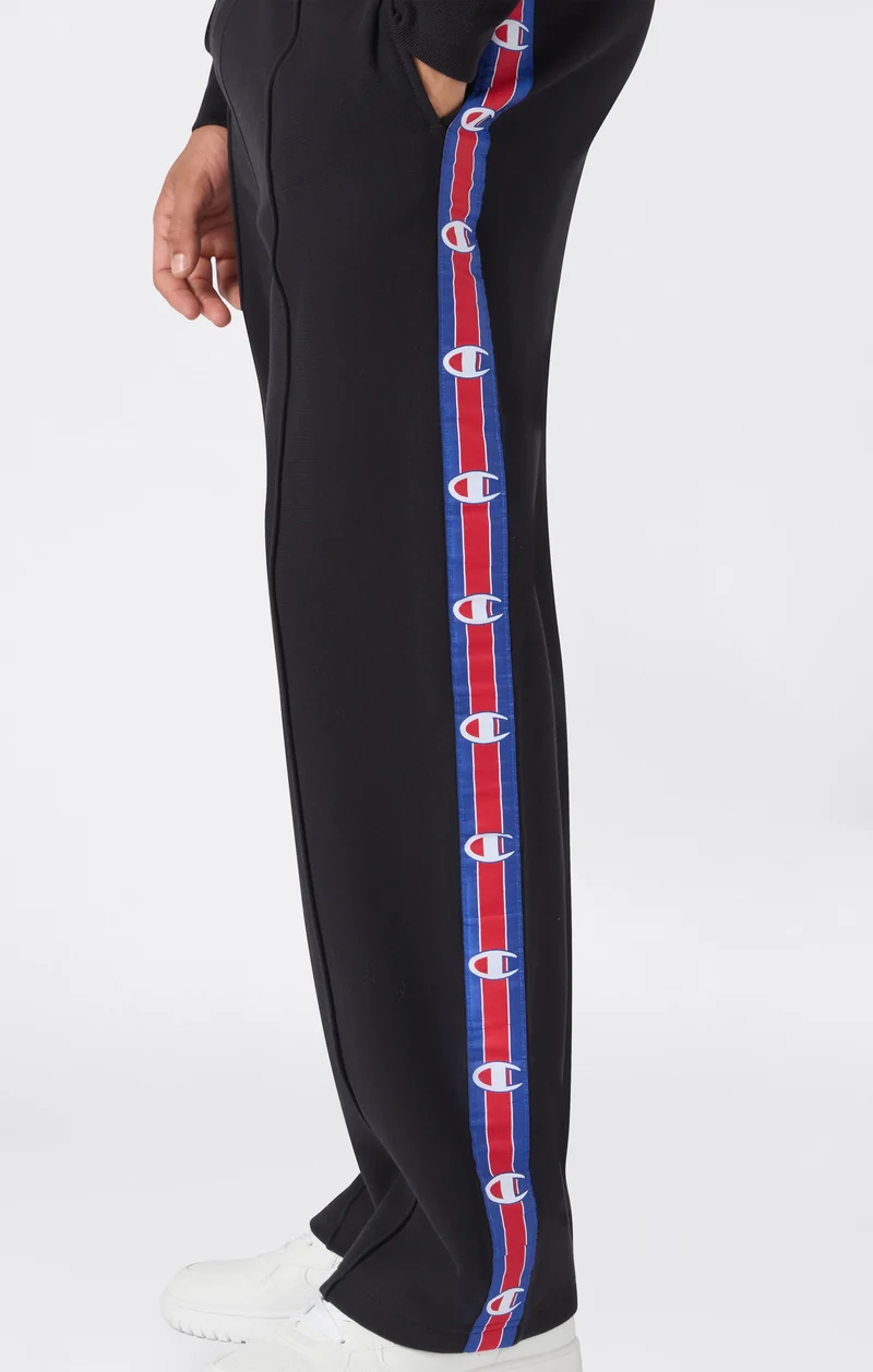 Men’s Reverse Weave Straight Hem Trousers with Brushed Interior and Logo Tape