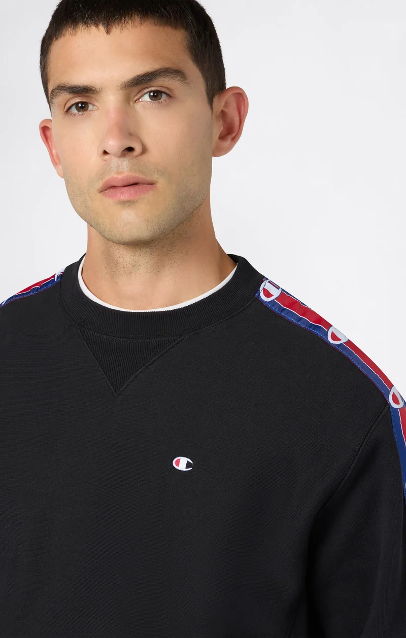 Men’s Reverse Weave Crewneck Sweatshirt with Brushed Interior and Logo Tape