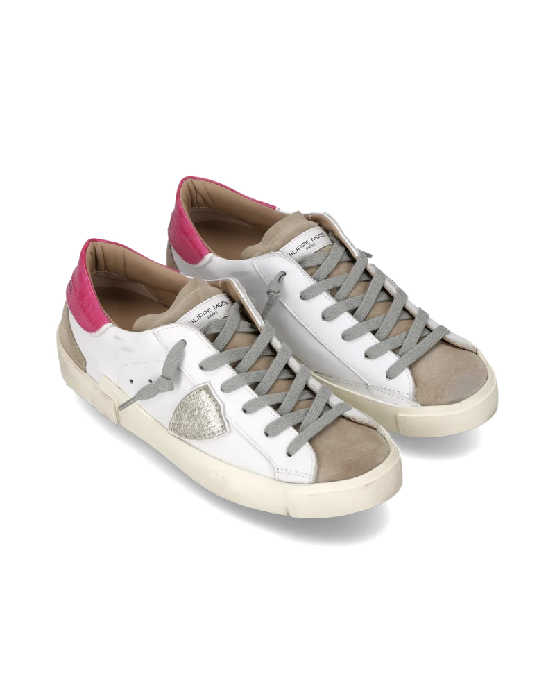 Sneakers Prsx Women, White Fuchsia Dove Grey