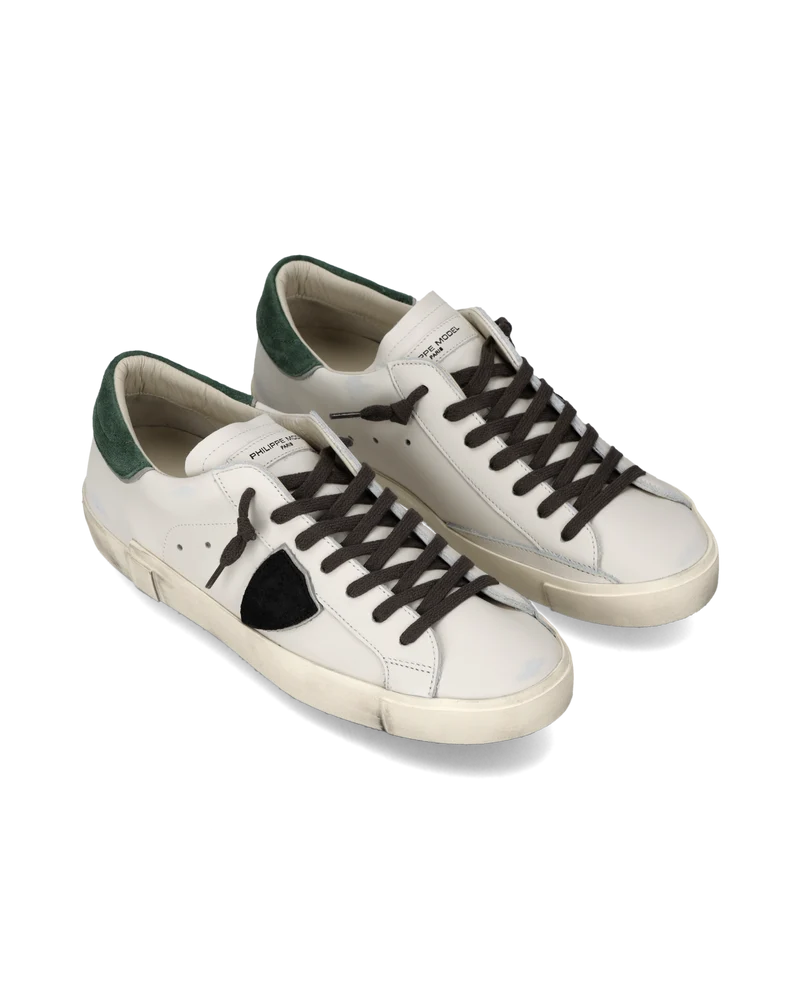 Sneakers Prsx Men with Smooth Suede spoiler, White Bottle Green