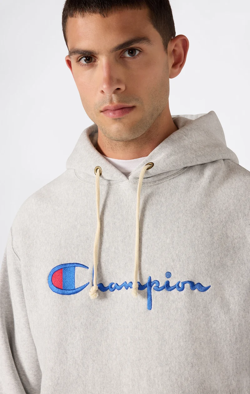 Men’s Reverse Weave Hooded Sweatshirt with Brushed Interior and Embroidered Logo