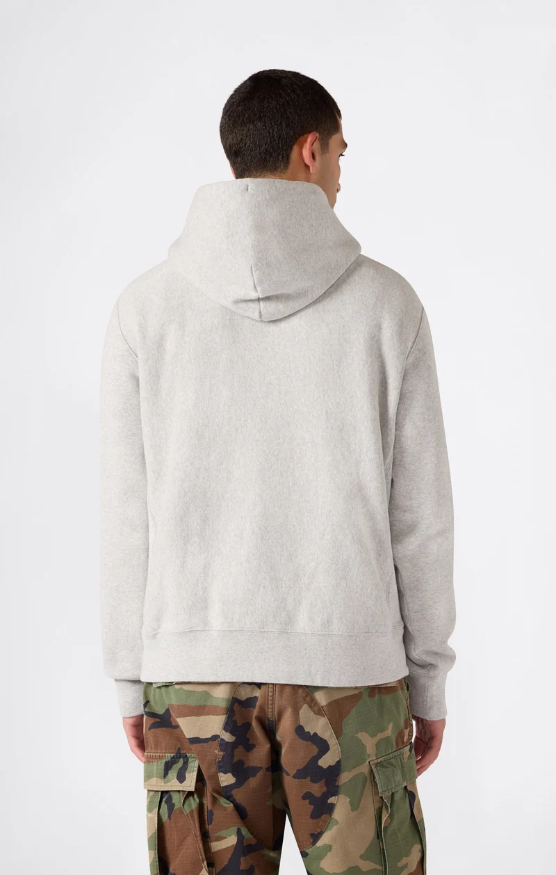 Men’s Reverse Weave Hooded Sweatshirt with Brushed Interior and Embroidered Logo