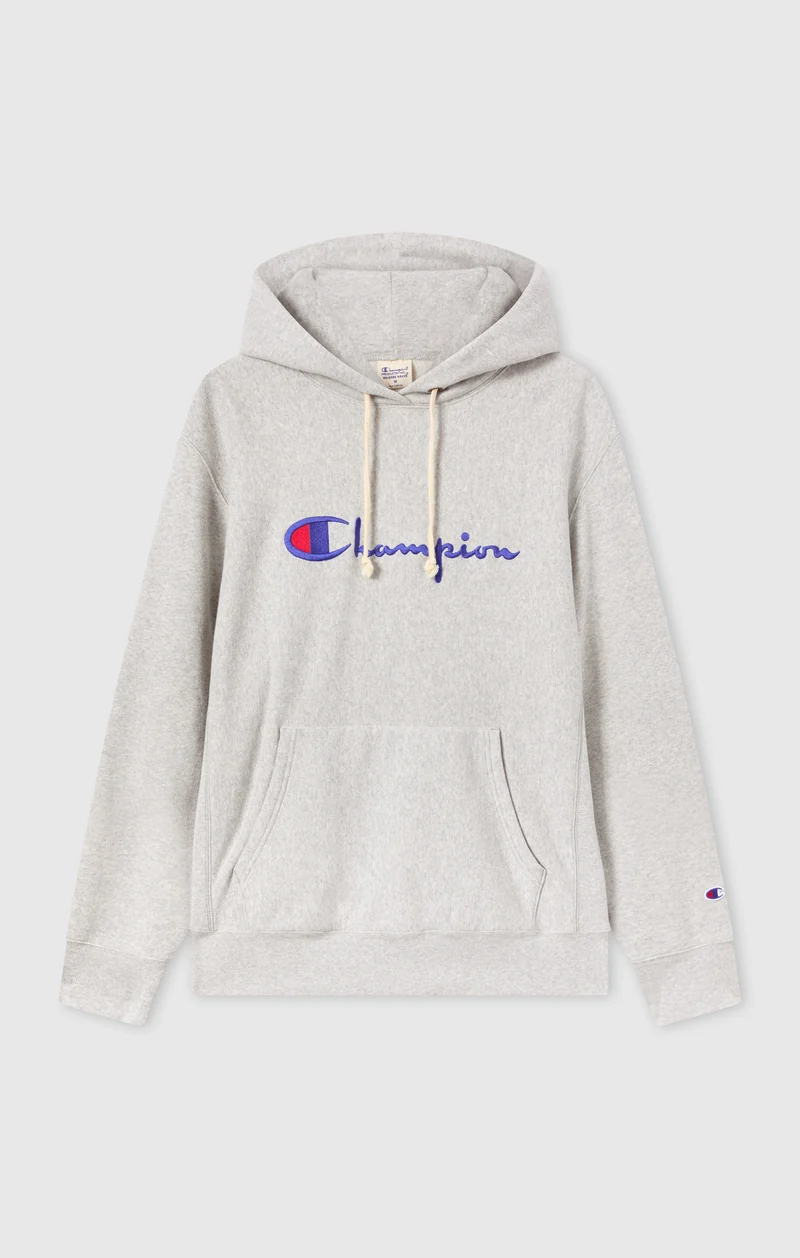 Men’s Reverse Weave Hooded Sweatshirt with Brushed Interior and Embroidered Logo