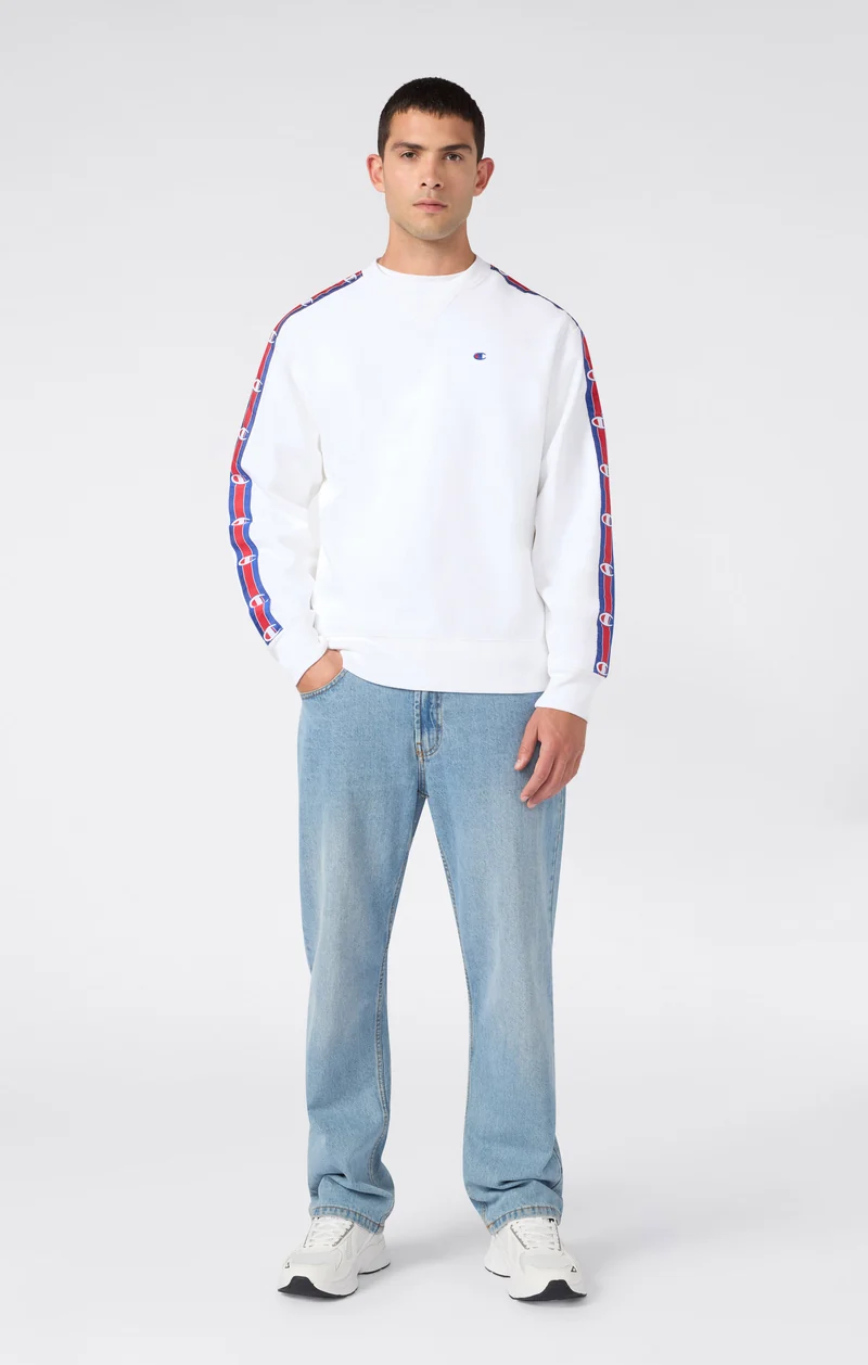 Men’s Reverse Weave Crewneck Sweatshirt with Brushed Interior and Logo Tape