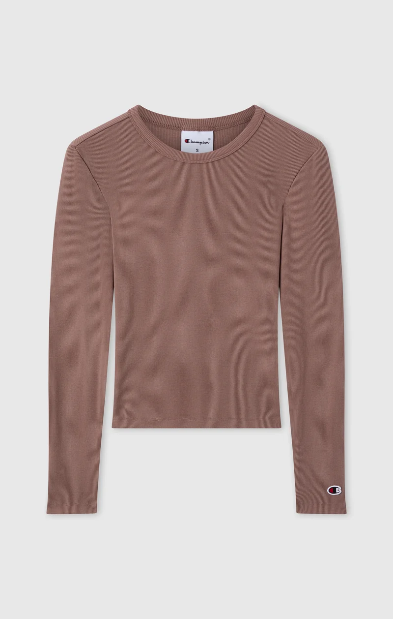 Women’s Long Sleeve T-Shirt in Stretch Ribbed Fabric