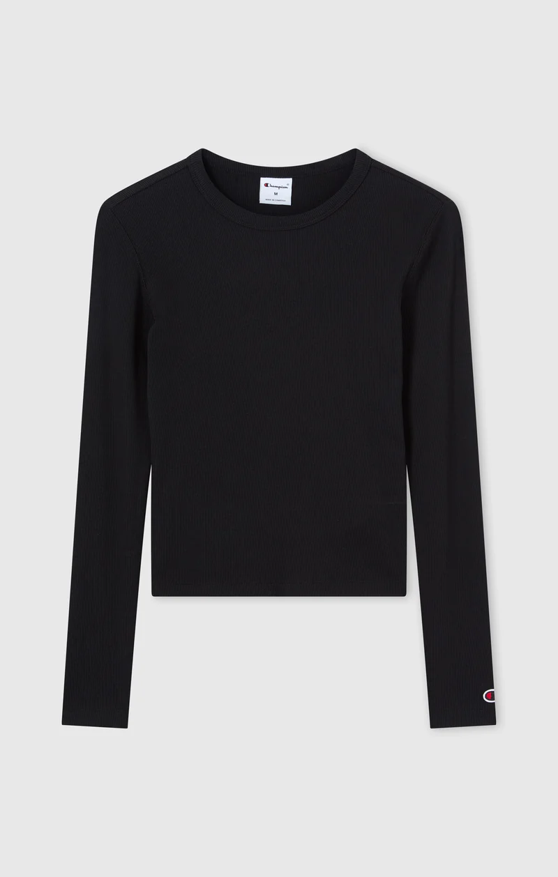 Women’s Long Sleeve T-Shirt in Stretch Ribbed Fabric