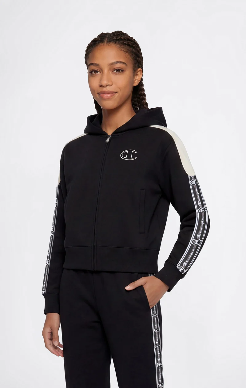 Girls’ Full-Zip Hooded Sweatshirt with Tape