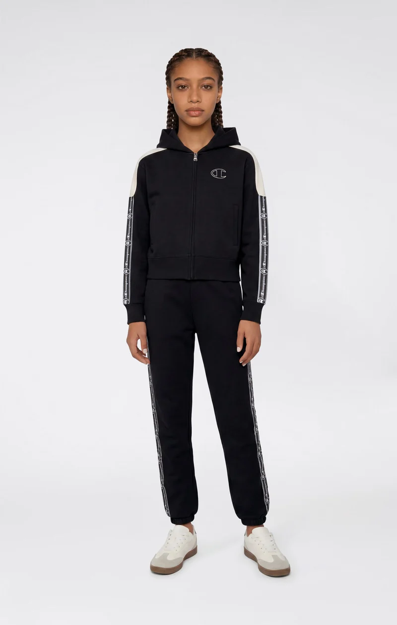 Girls’ Full-Zip Hooded Sweatshirt with Tape