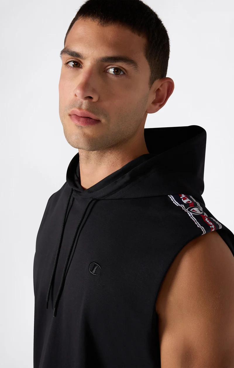 Men’s Hooded Sleeveless T-Shirt with Tape