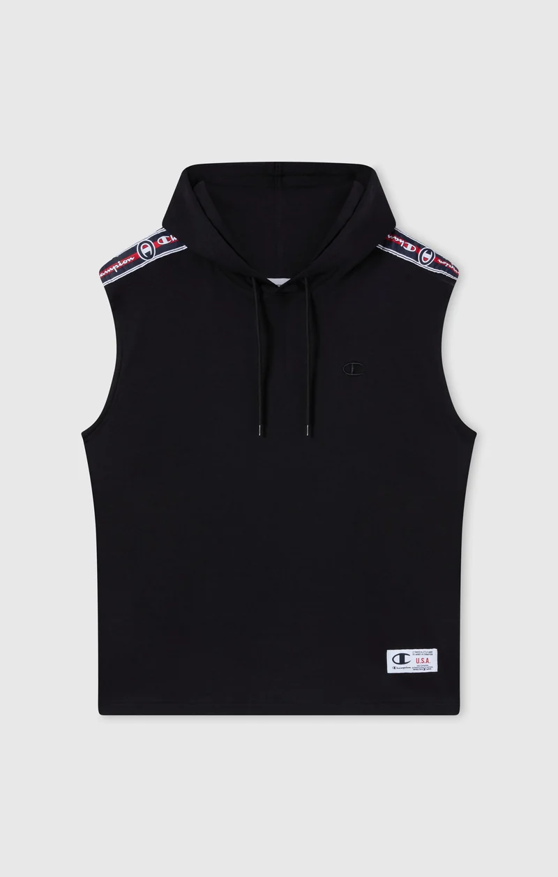 Men’s Hooded Sleeveless T-Shirt with Tape