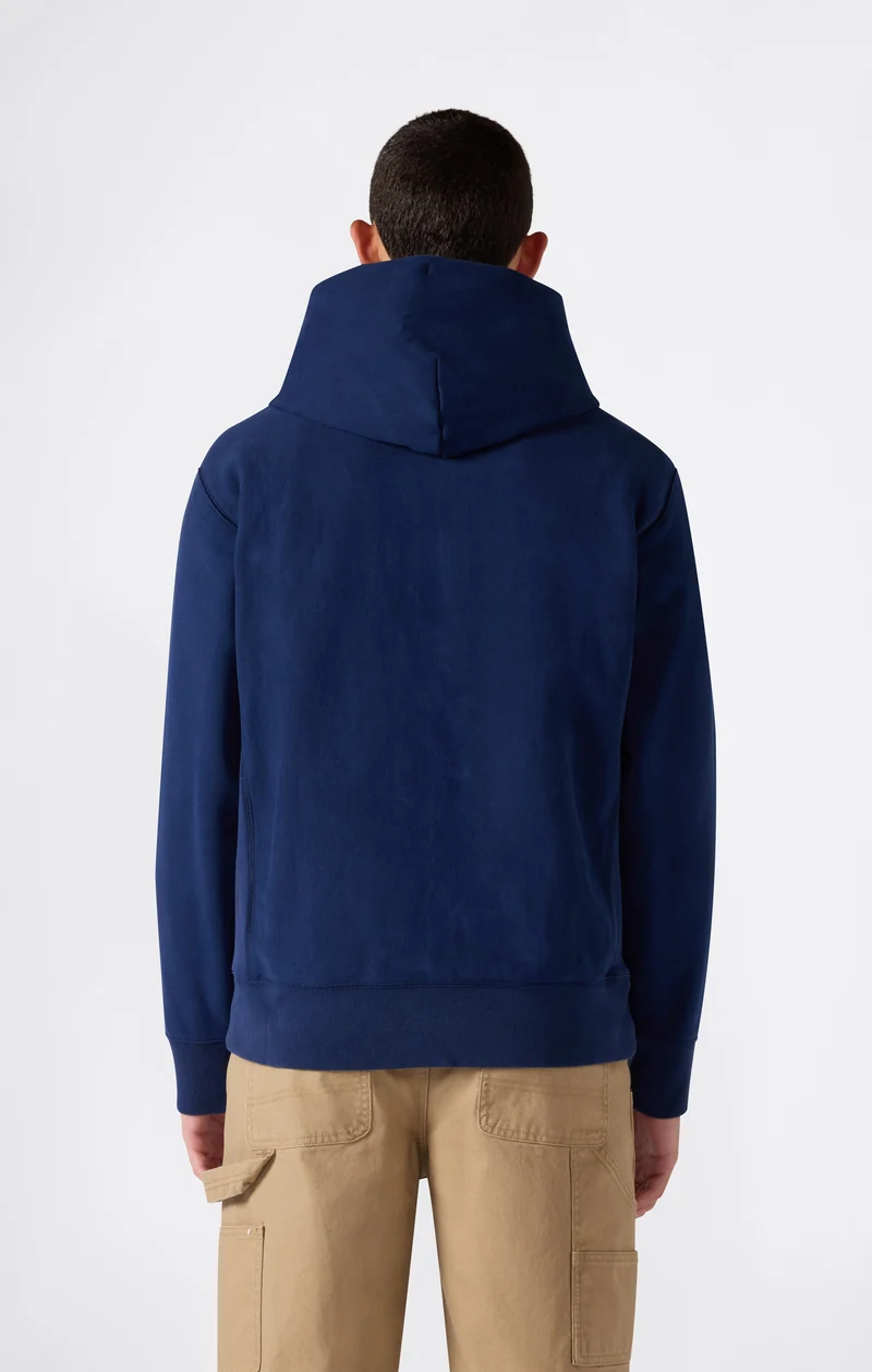 Men’s Reverse Weave Hooded Sweatshirt with Brushed Interior and Embroidered Logo