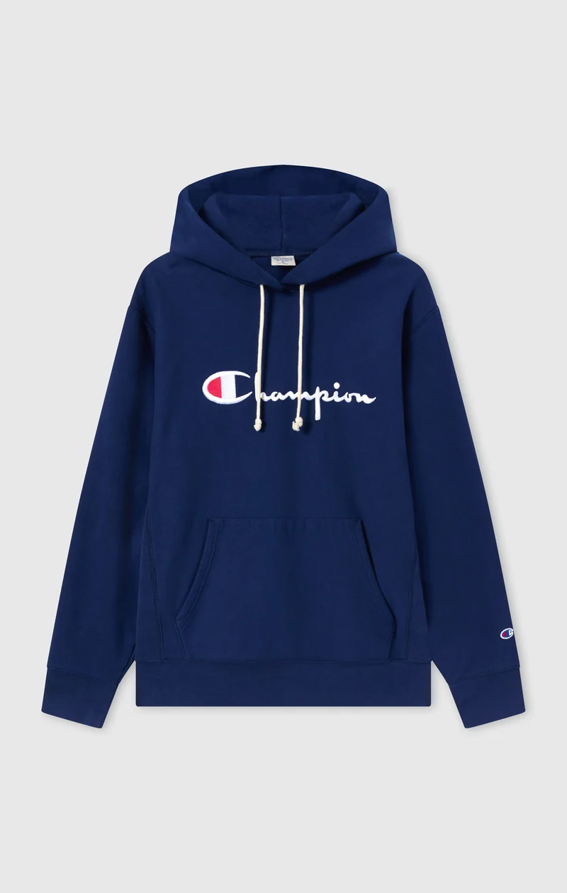 Men’s Reverse Weave Hooded Sweatshirt with Brushed Interior and Embroidered Logo