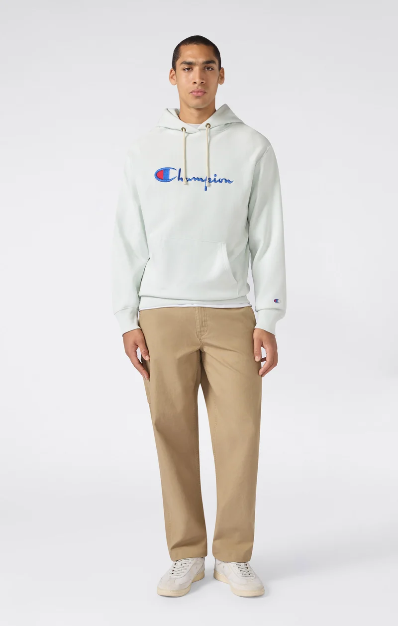 Men’s Reverse Weave Hooded Sweatshirt with Brushed Interior and Embroidered Logo