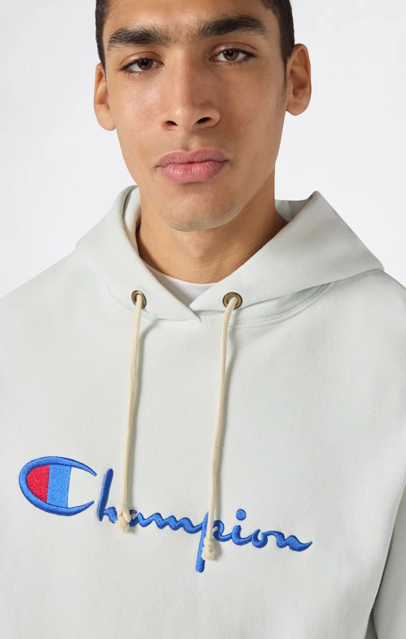 Men’s Reverse Weave Hooded Sweatshirt with Brushed Interior and Embroidered Logo